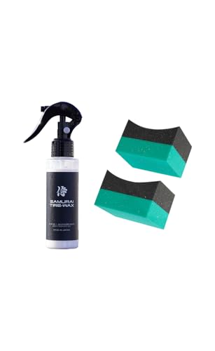 【サムライプロデュース】高級タイヤ艶出し剤 TIRE-WAX 100ml｜専用スポンジセット｜深艶仕上げ・水性塗り込み式｜自然なツヤと劣化防止｜日本製 カーケア用品